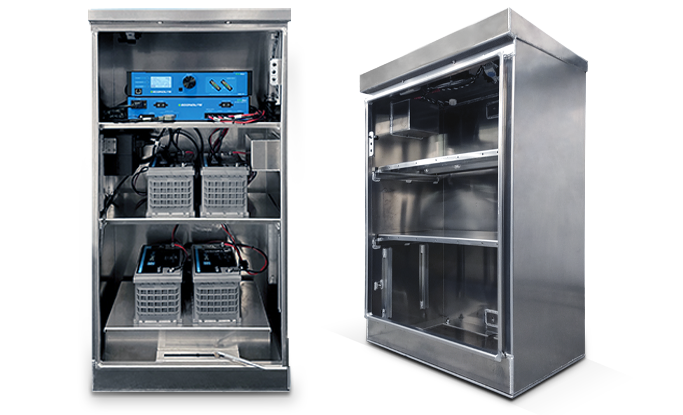 Battery backup system traffic control cabinet